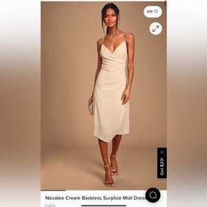 Lulus Novalee Crean Backless Surplice Midi Dress